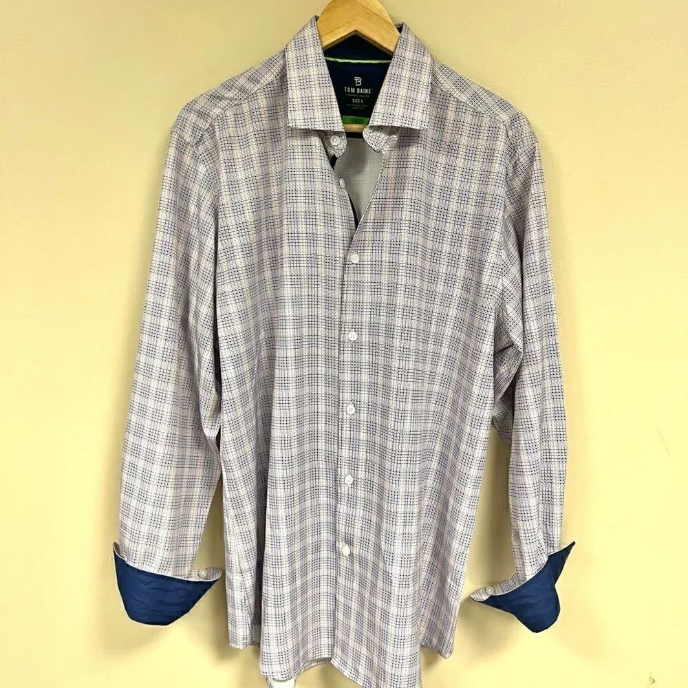 Tom Blaine purple/orange performance button down L